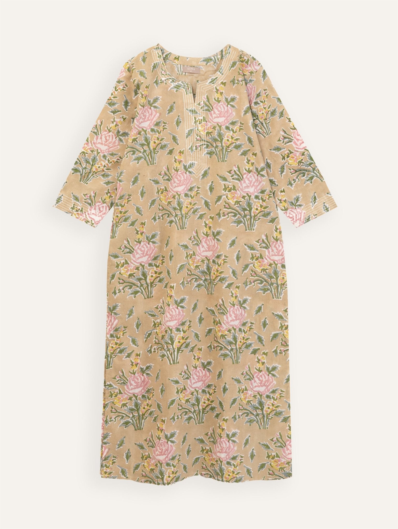 Ziniya Cotton Block Printed Straight Kurta - AINA