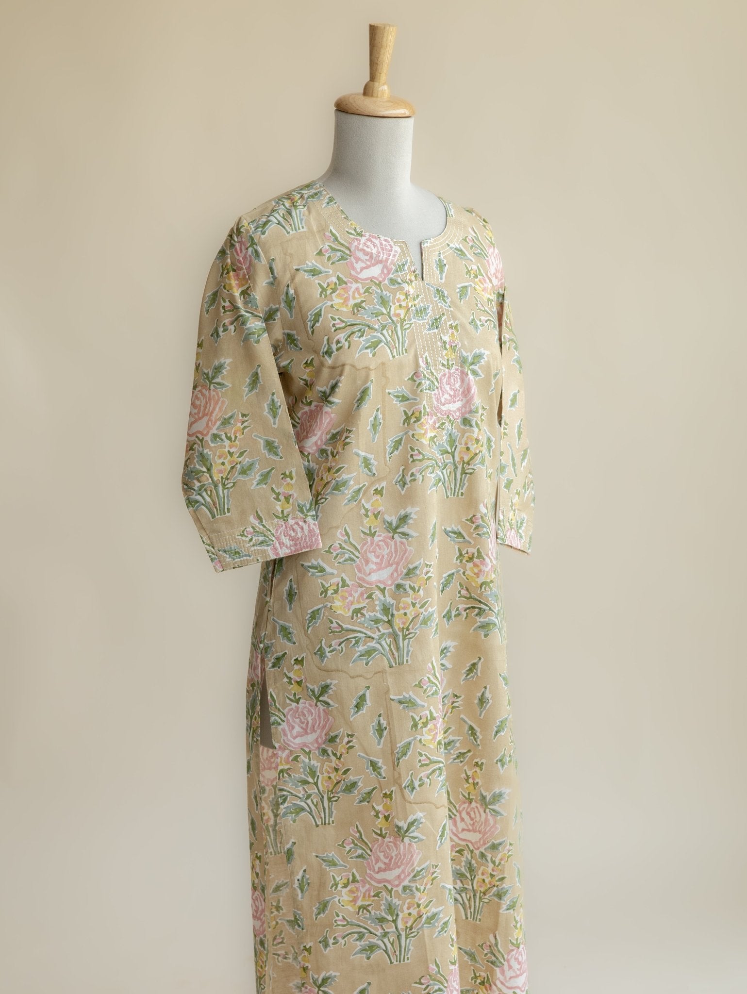 Ziniya Cotton Block Printed Straight Kurta - AINA