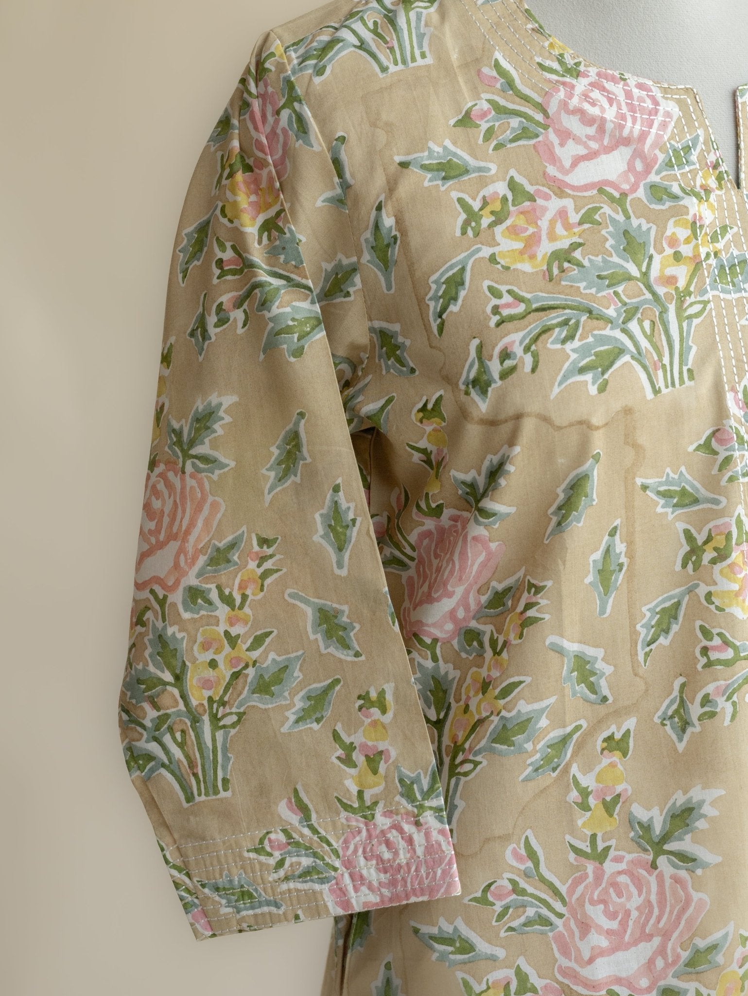 Ziniya Cotton Block Printed Straight Kurta - AINA