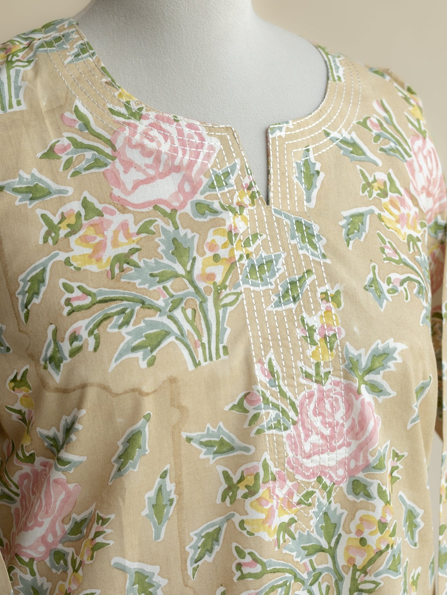 Ziniya Cotton Block Printed Straight Kurta - AINA