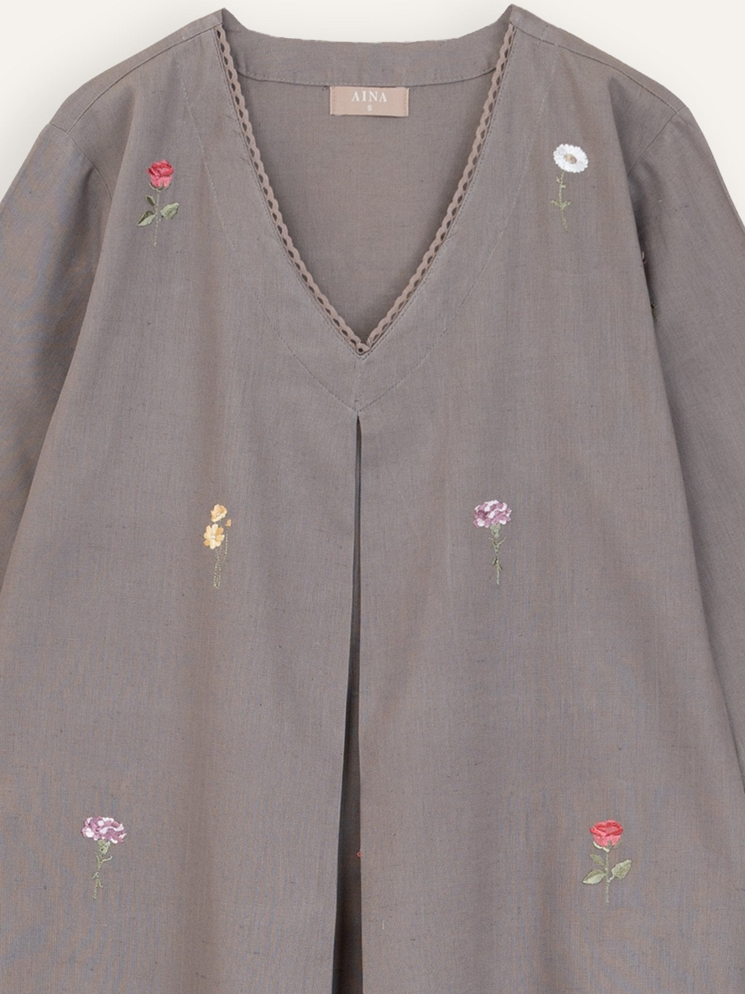 Zirin Cotton Flax Embroidered A - Line Kurta - AINA