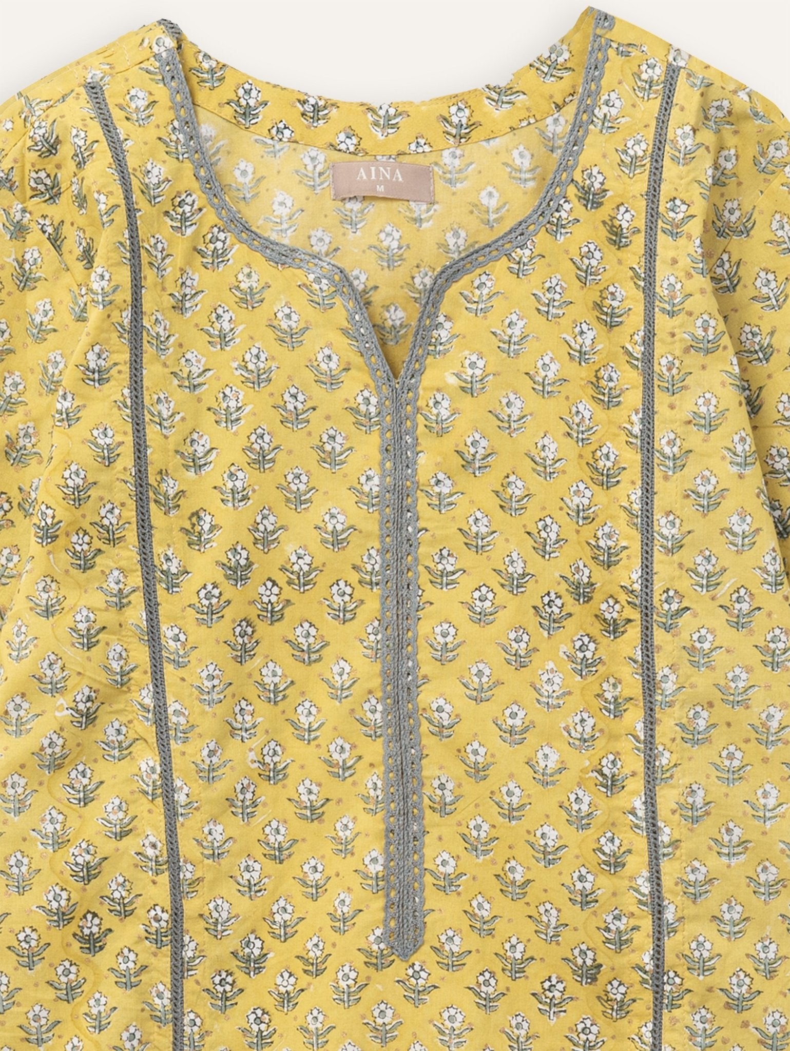 Ziva Cotton Block Printed Straight Kurta - AINA