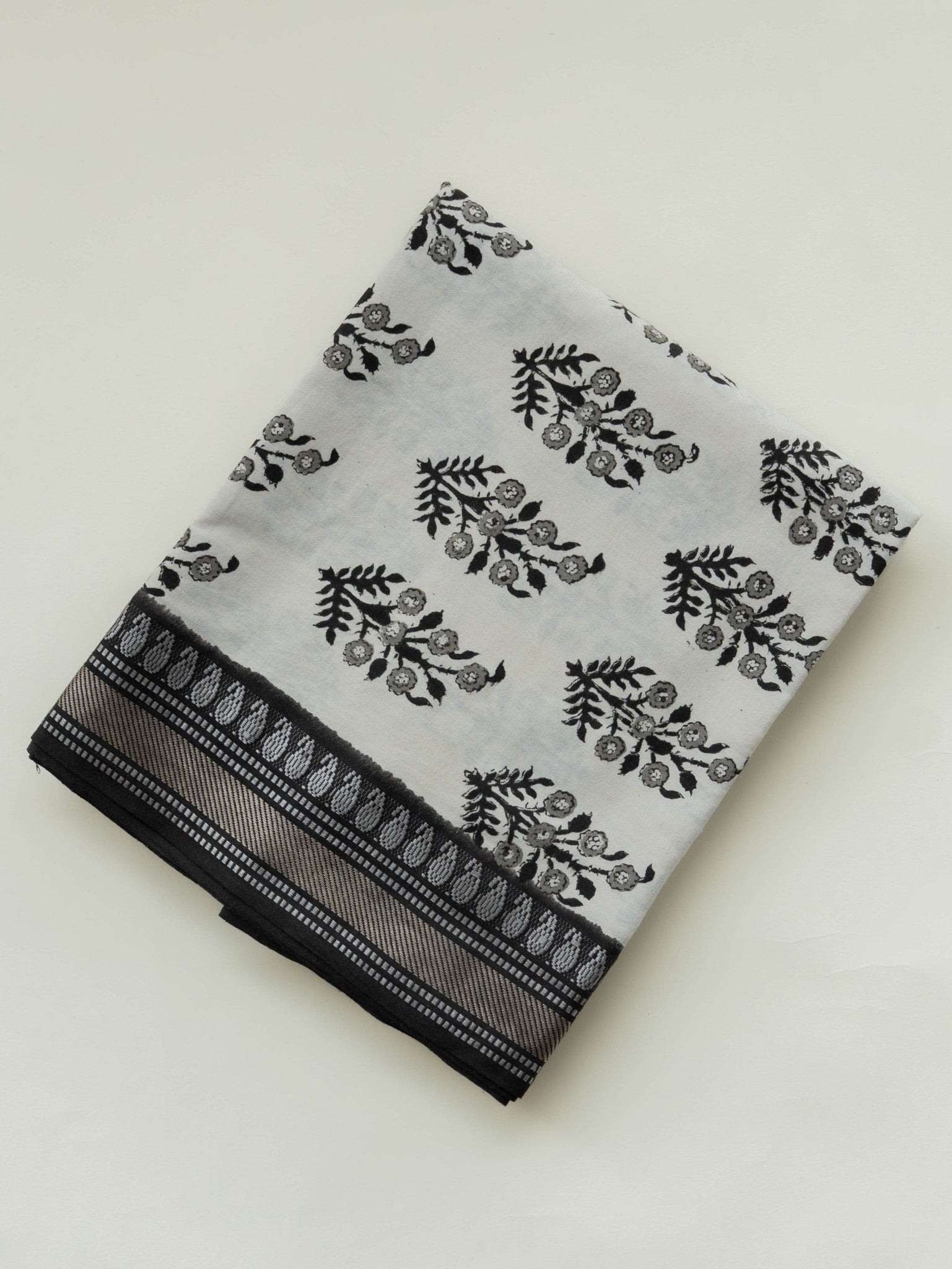 Ziya Cotton Block Printed Unstitched Suit Set - 3 Piece - AINA
