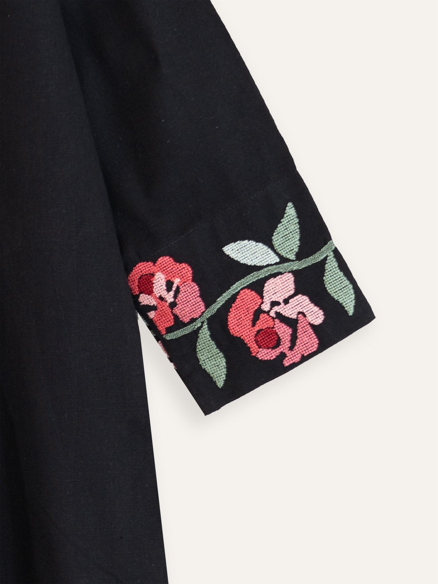 Zoya Cotton Flax Embroidered A Line Kurta - AINA