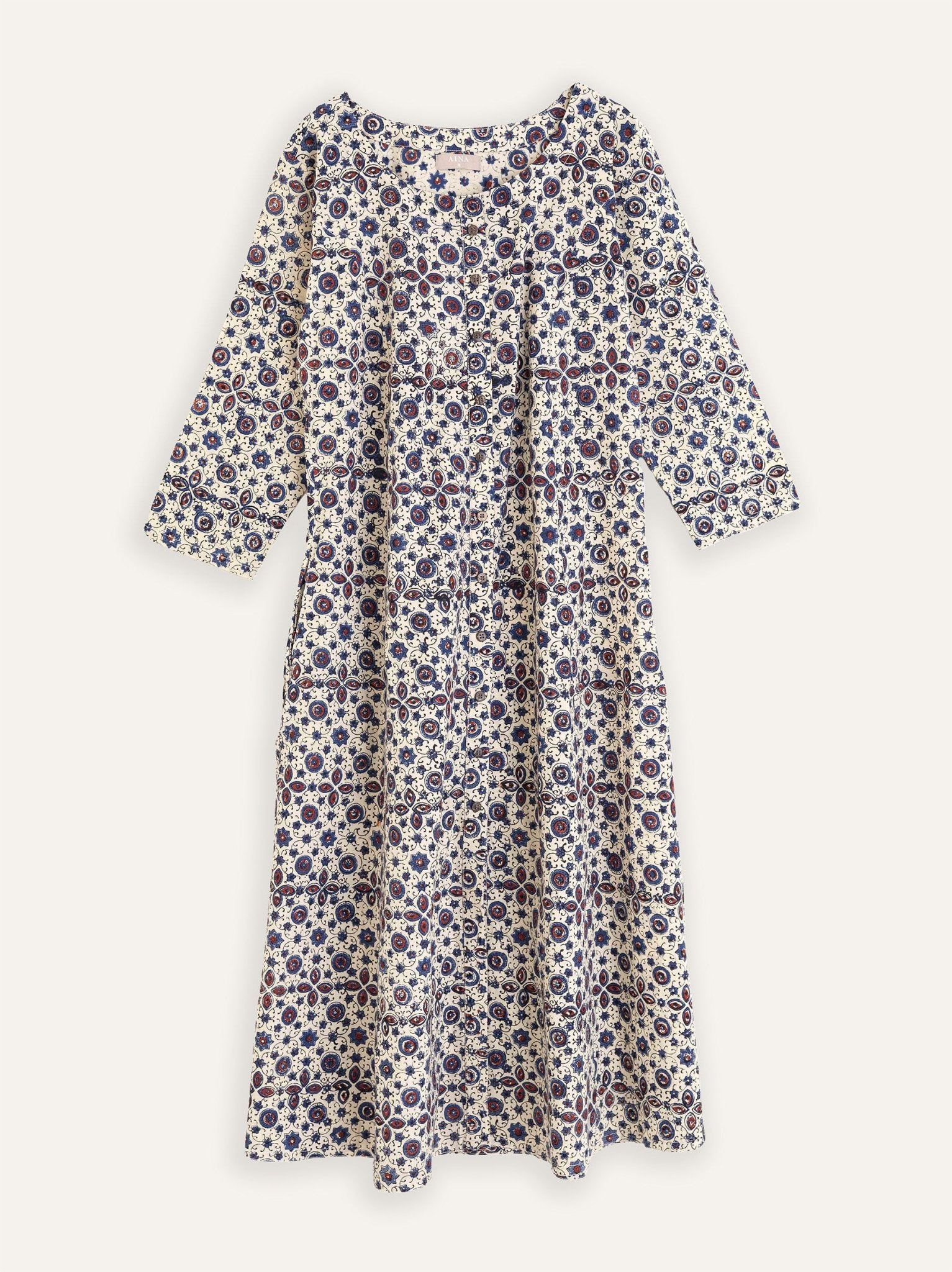 Zuleika Cotton Block Printed A - Line Kurta - AINA