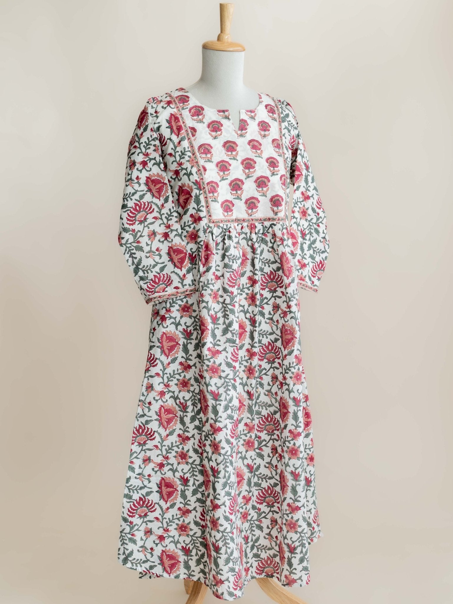 Zyra Cotton Block Printed A - Line Kurta - AINA