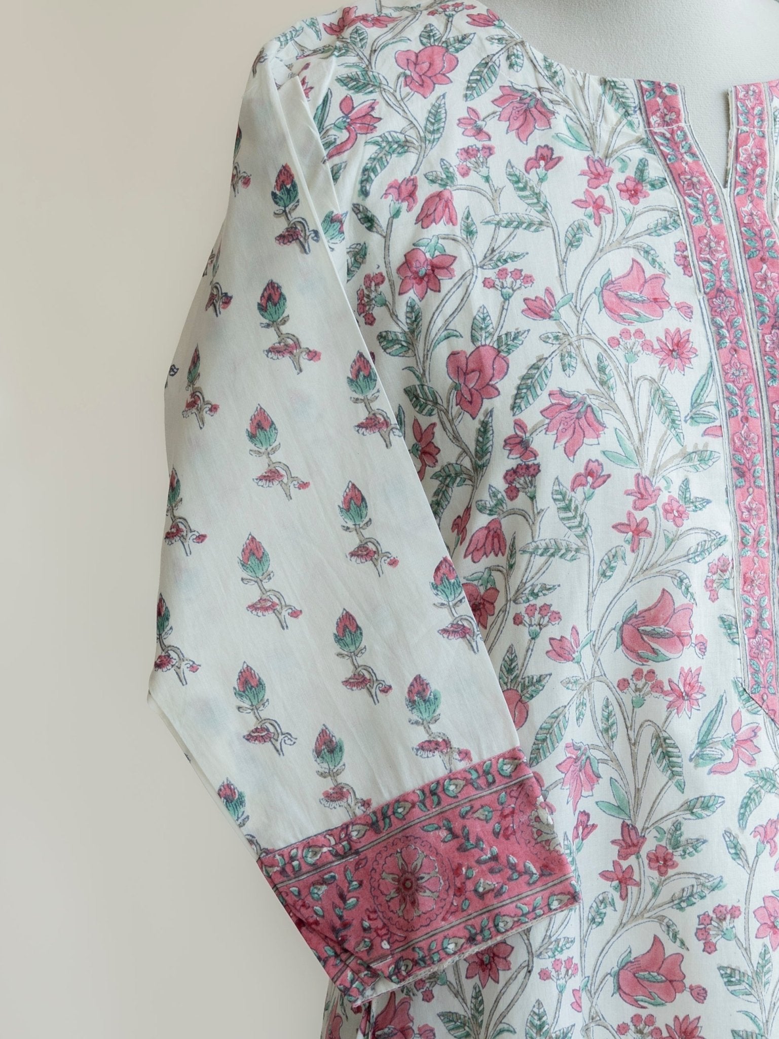Zyrah Cotton Block Printed A - Line Kurta - AINA