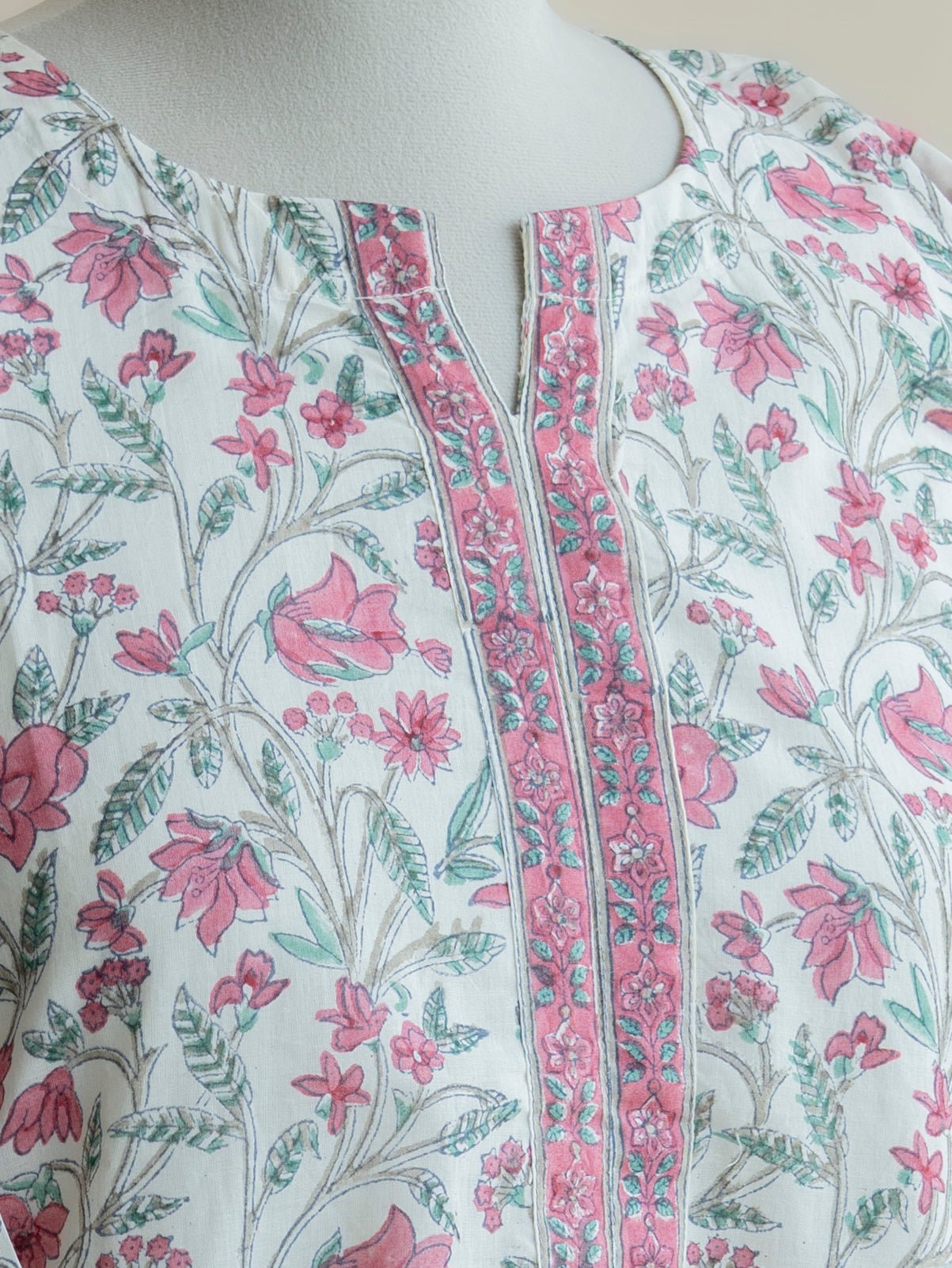 Zyrah Cotton Block Printed A - Line Kurta - AINA