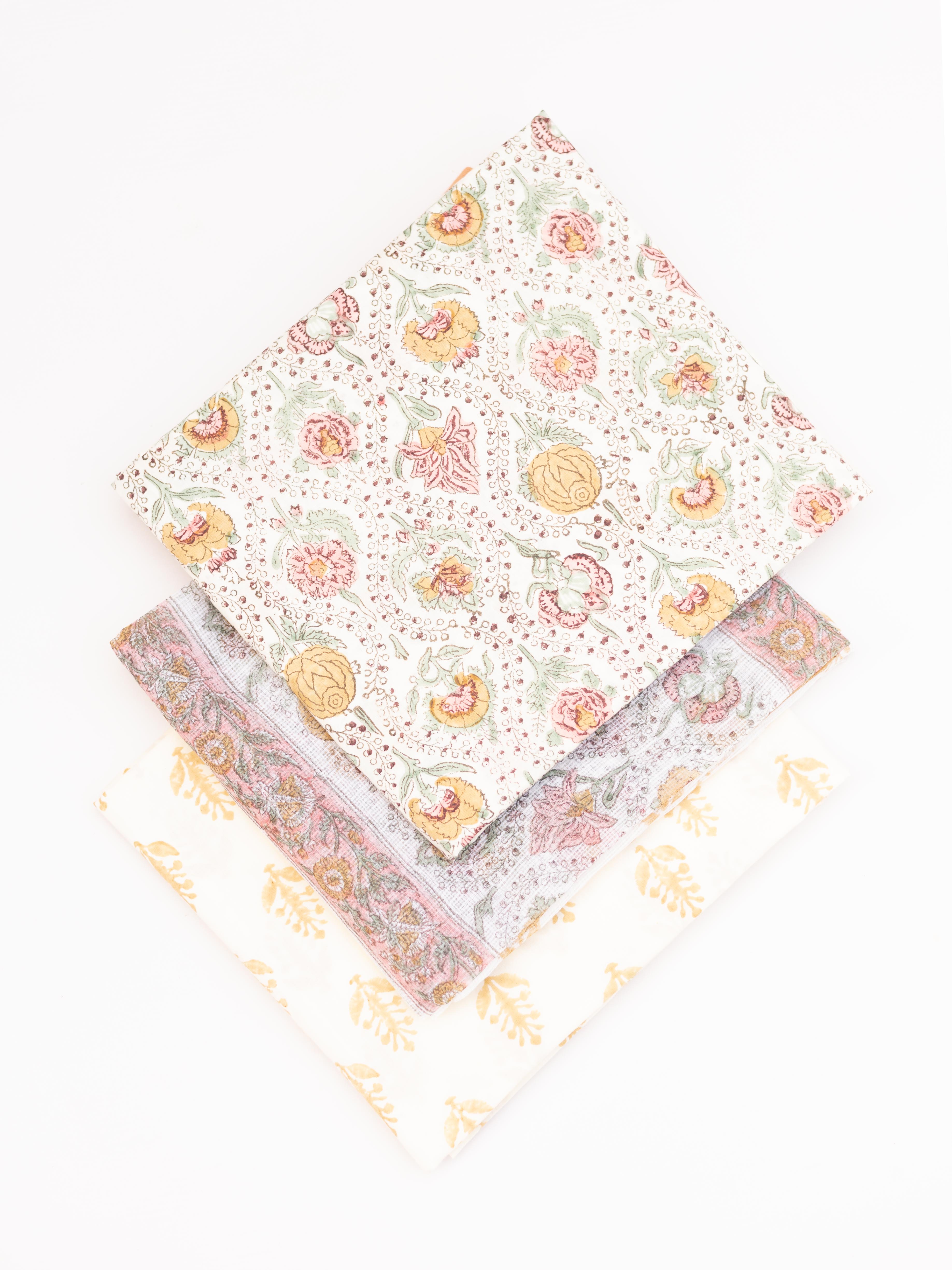 Cotton Block Printed Unstitched Suit Set - 3 Piece