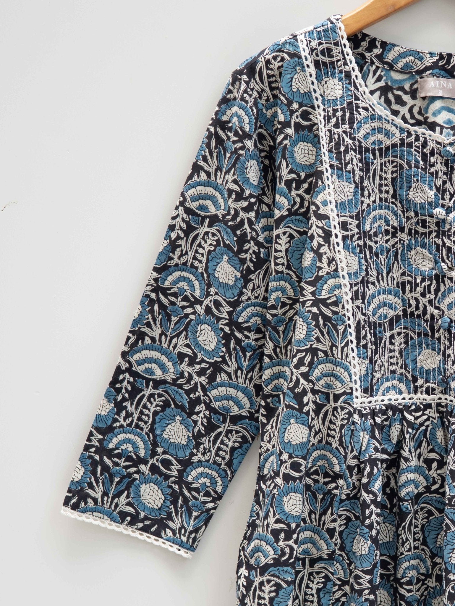 Cotton Block Printed A-Line Kurta - AINA