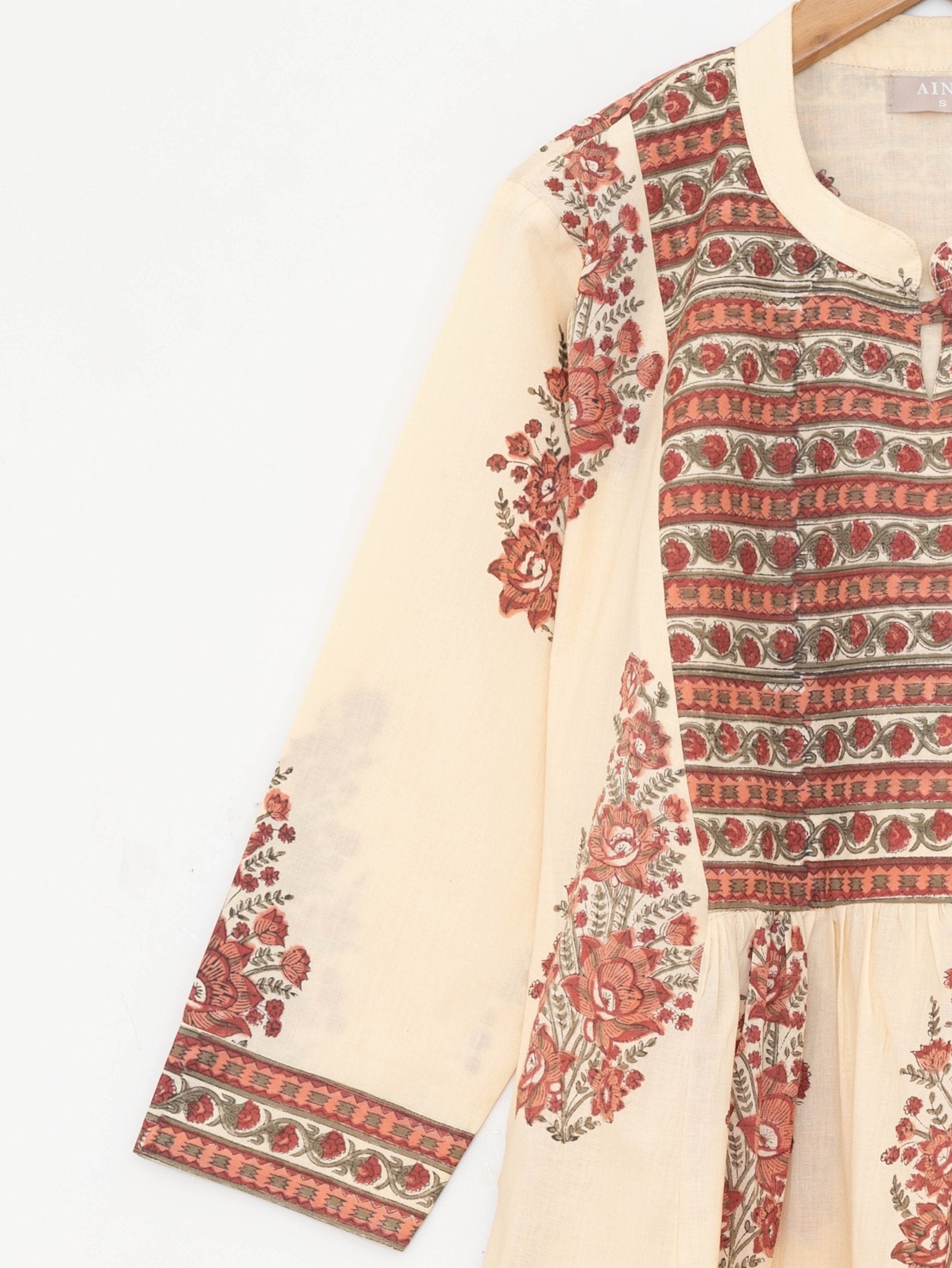 Cotton Block Printed A-Line Kurta - AINA