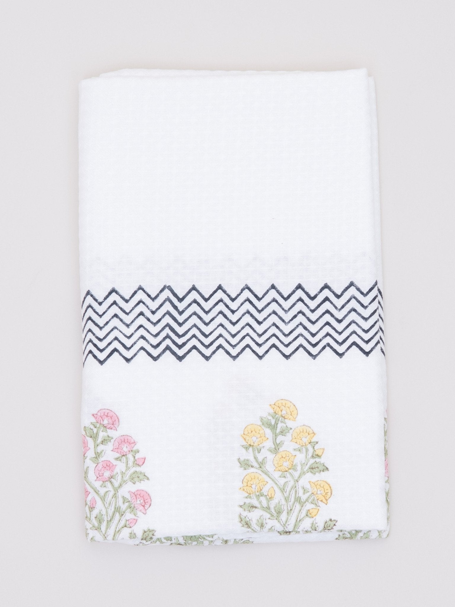 Cotton Block Printed Honeycomb Bath Towel - AINA