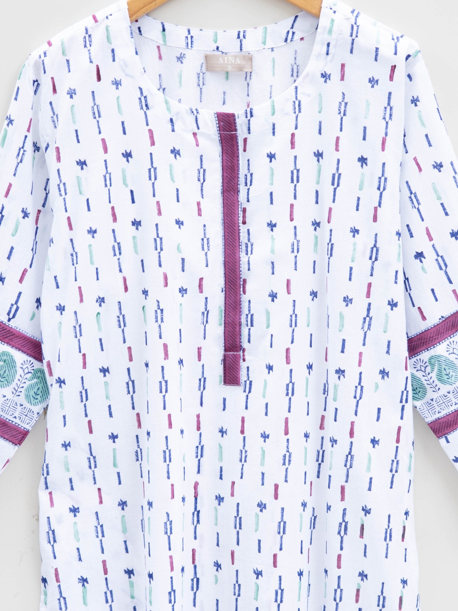 Cotton Block Printed Straight Kurta - AINA