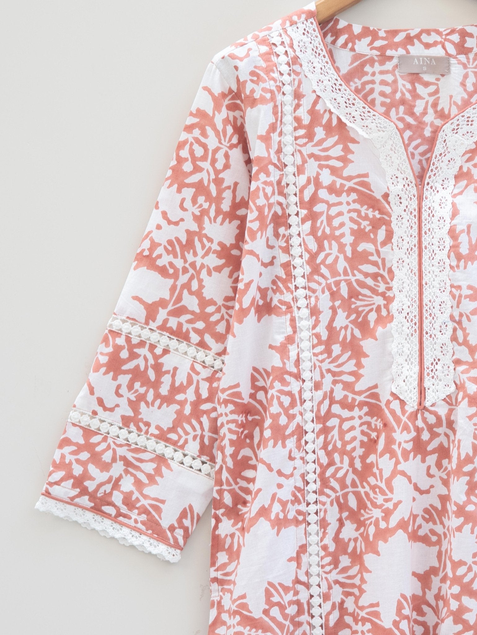 Cotton Block Printed Straight Kurta - AINA