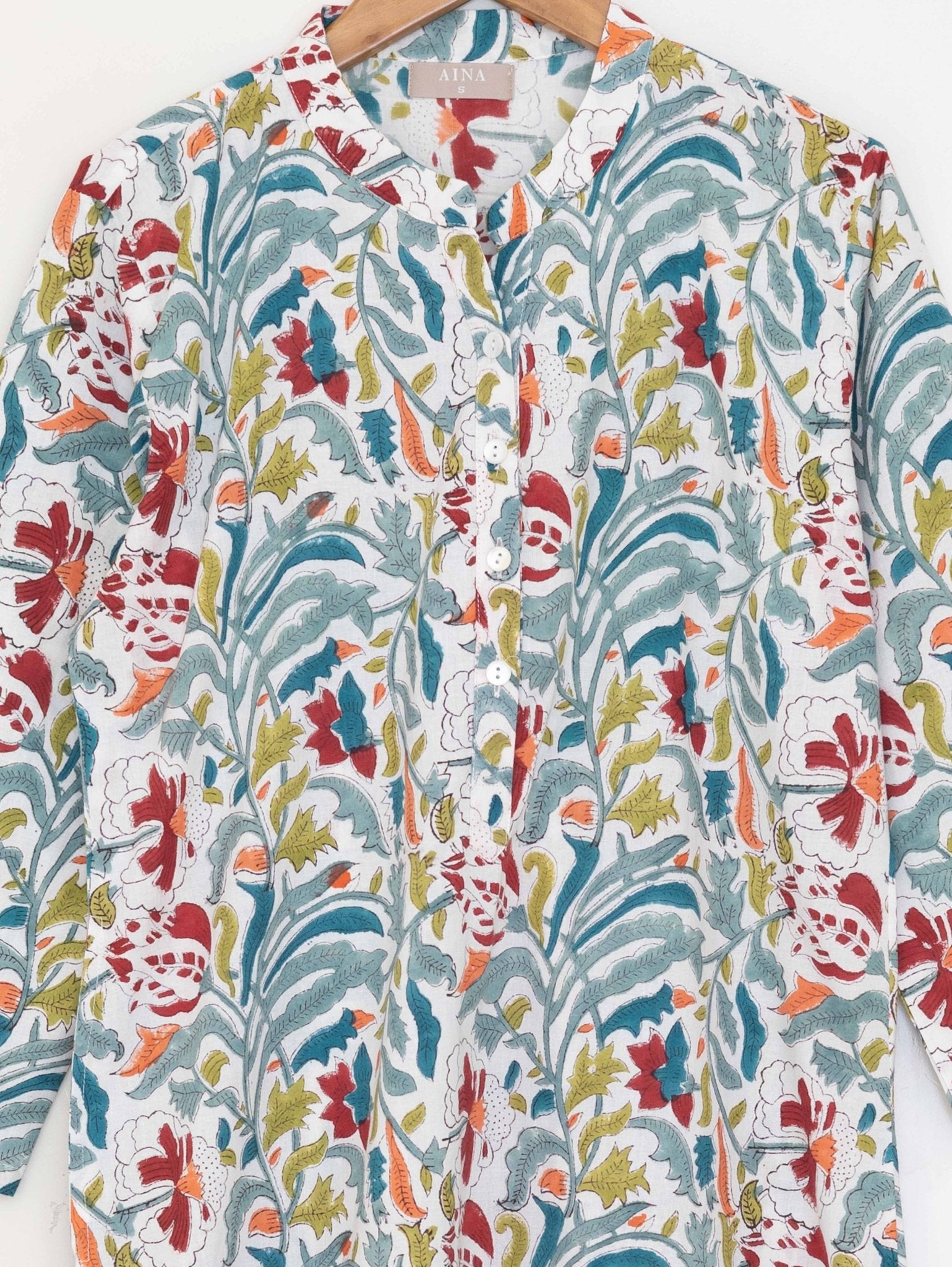 Cotton Block Printed Straight Kurta - AINA