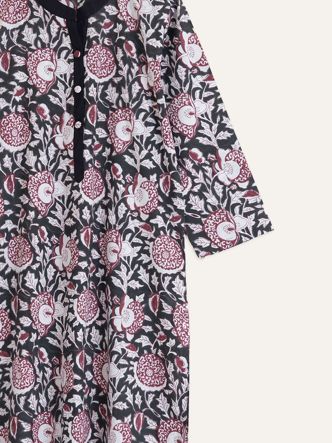 Cotton Block Printed Straight Kurta - AINA