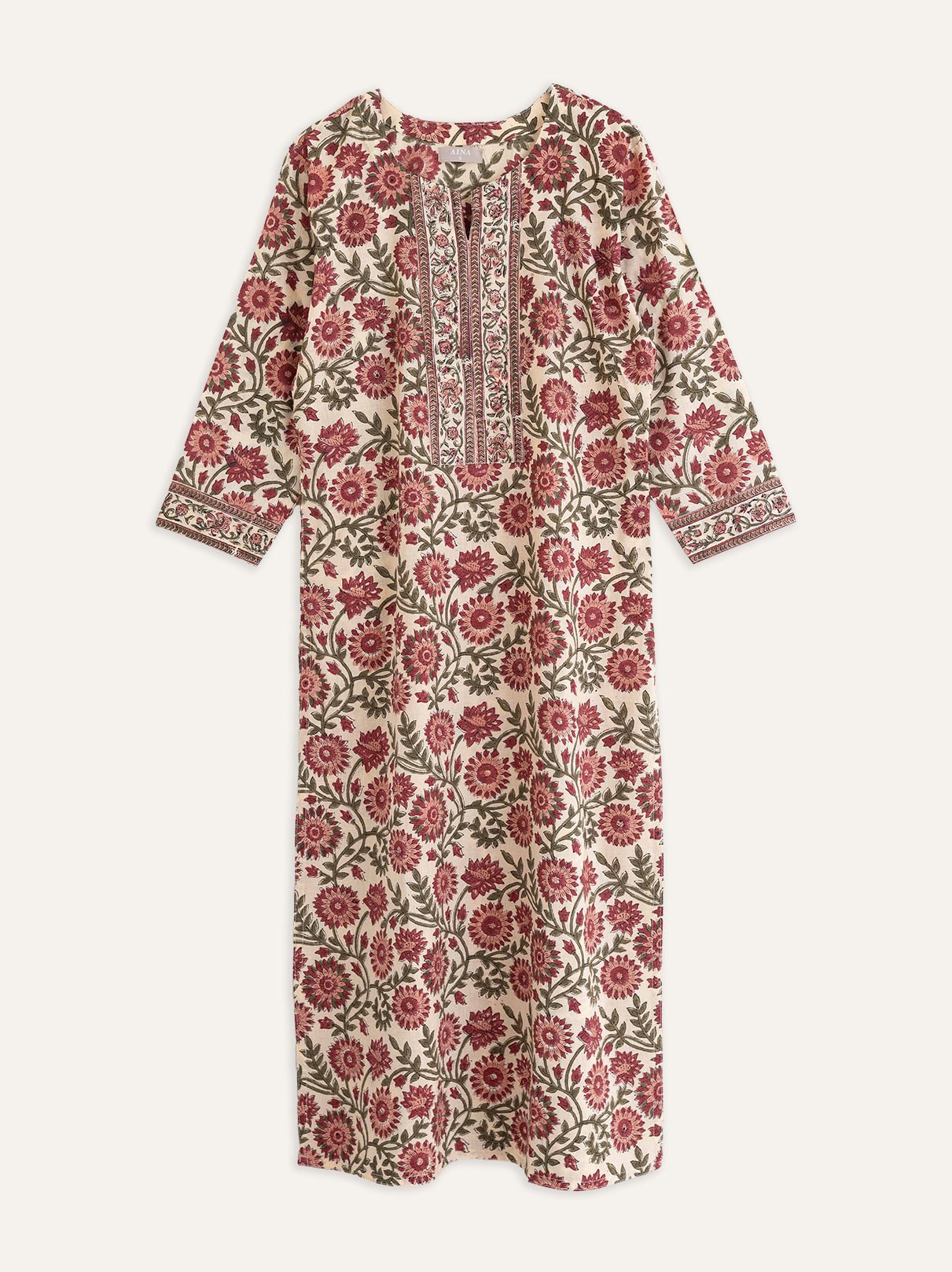 Cotton Block Printed Straight Kurta - AINA