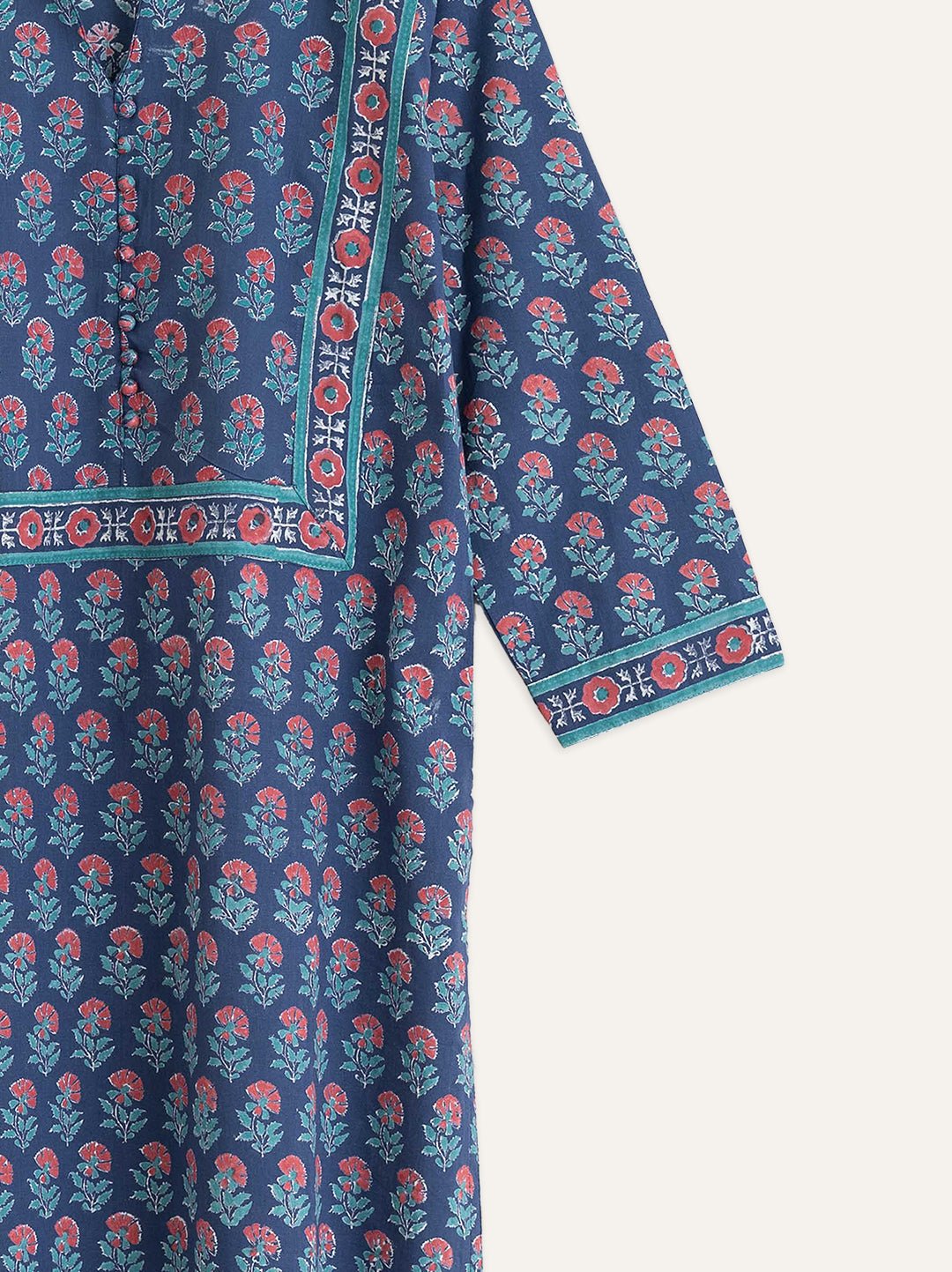 Cotton Block Printed Straight Kurta - AINA