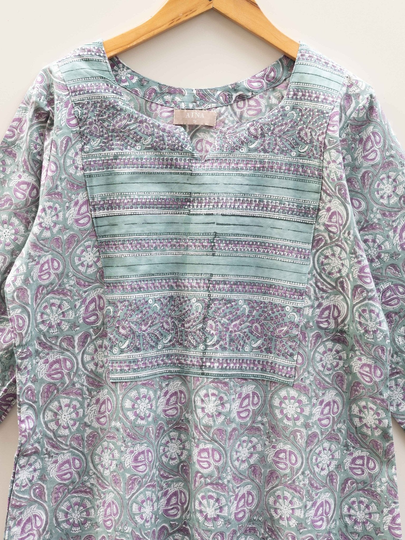 Cotton Block Printed Straight Kurta - AINA