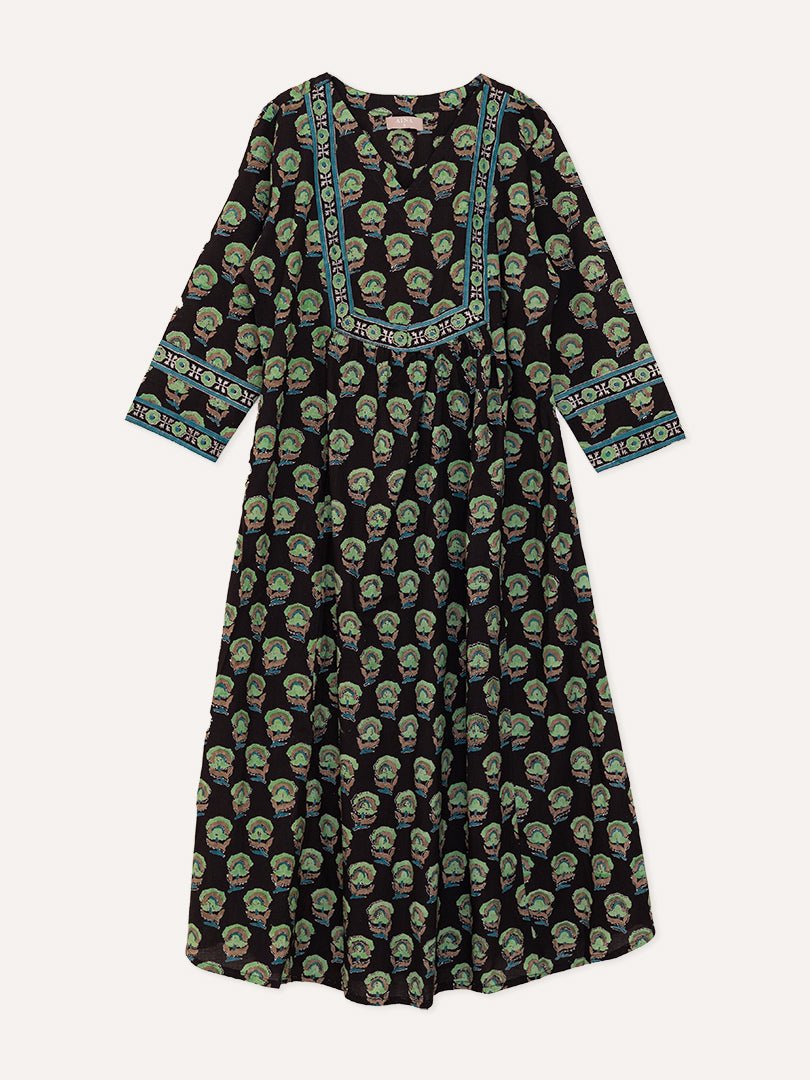 Cotton Discharge Block Printed A-Line Kurta - AINA