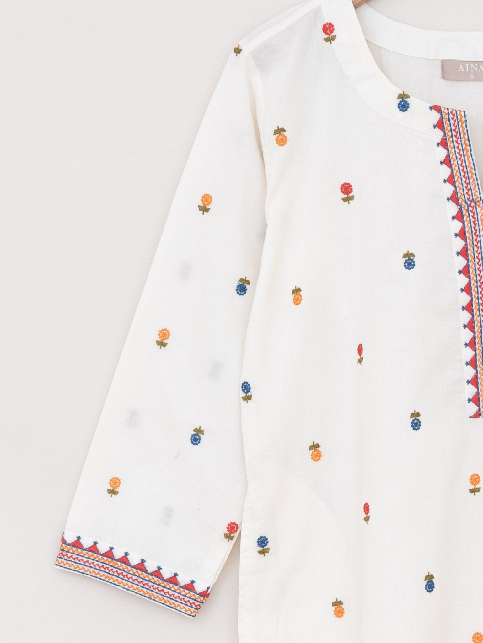 Cotton Embroidered Straight Kurta - AINA