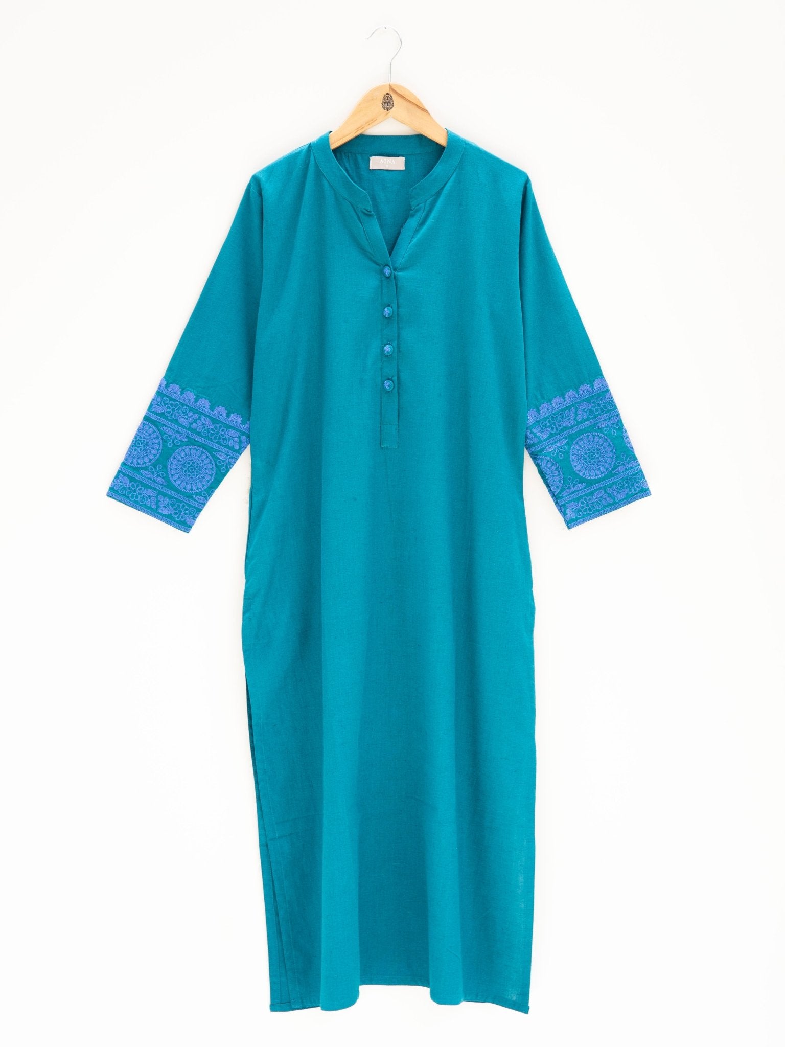 Cotton Embroidered Straight Kurta - AINA