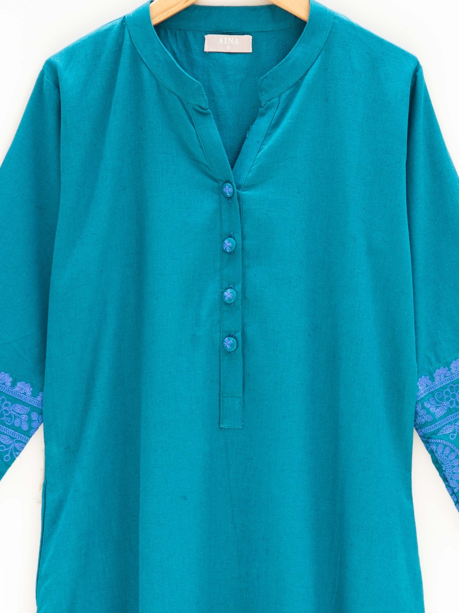 Cotton Embroidered Straight Kurta - AINA