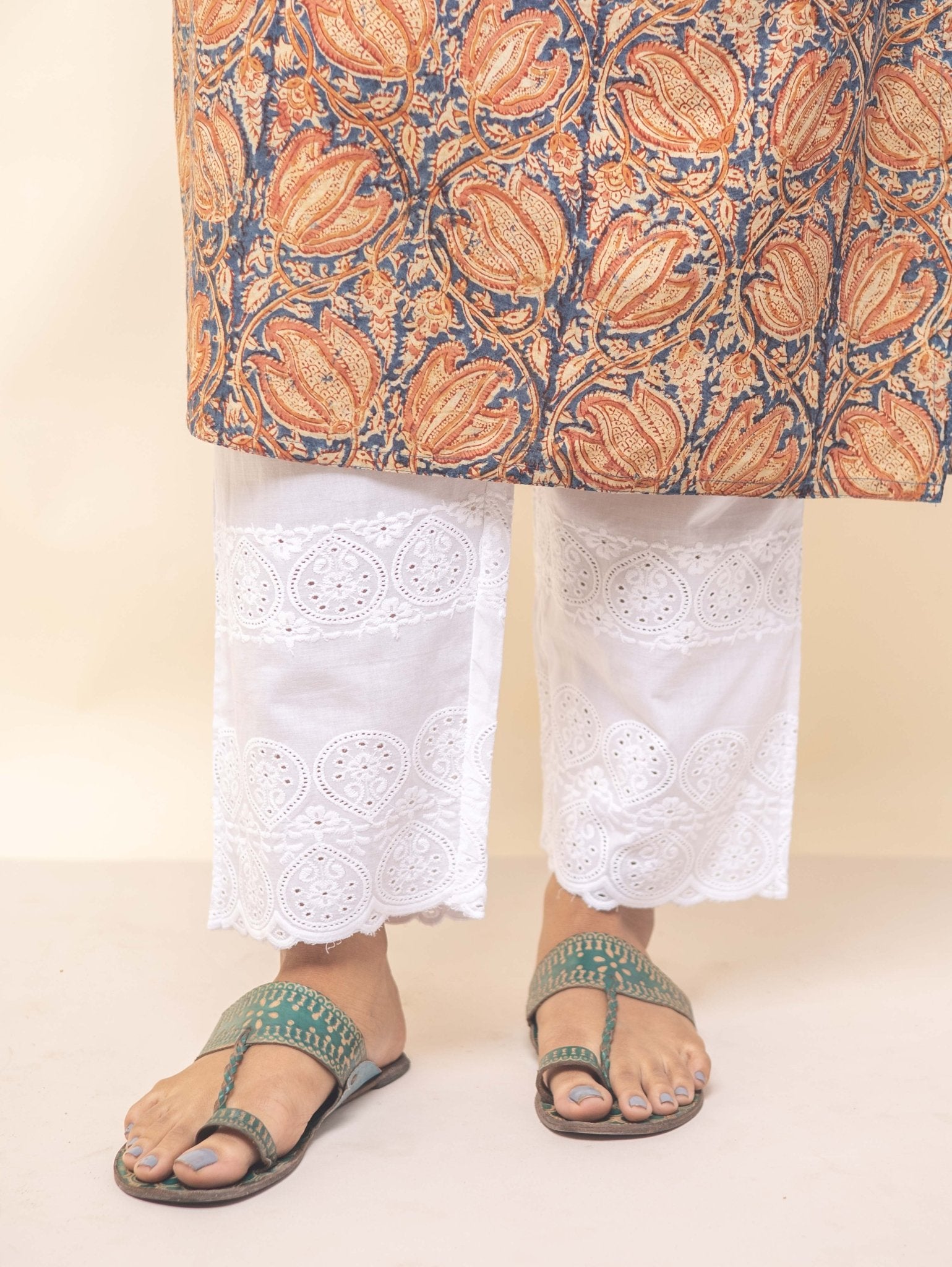 Cotton Embroidered Straight Pant - AINA