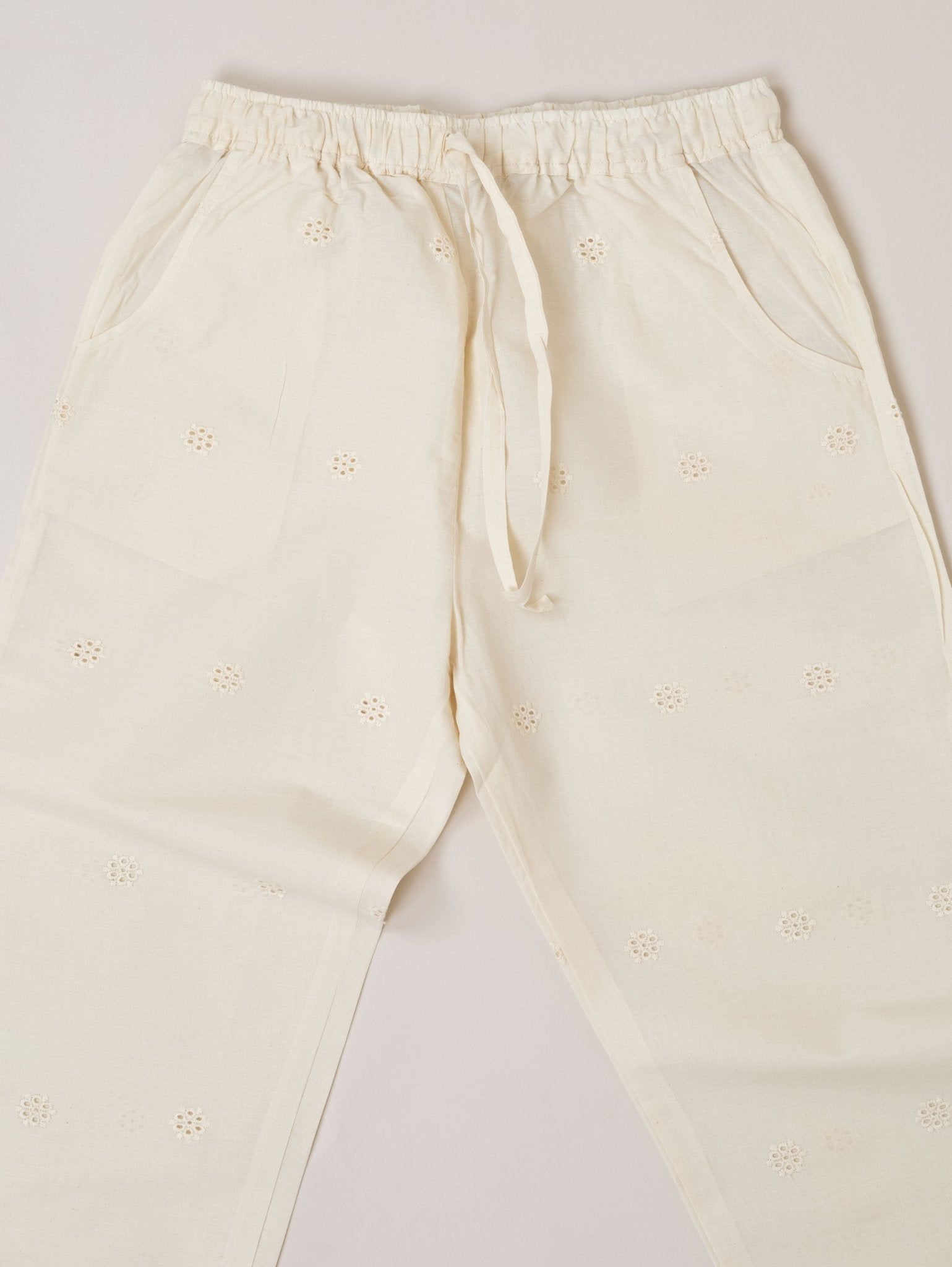 Cotton Embroidered Straight Pant - AINA