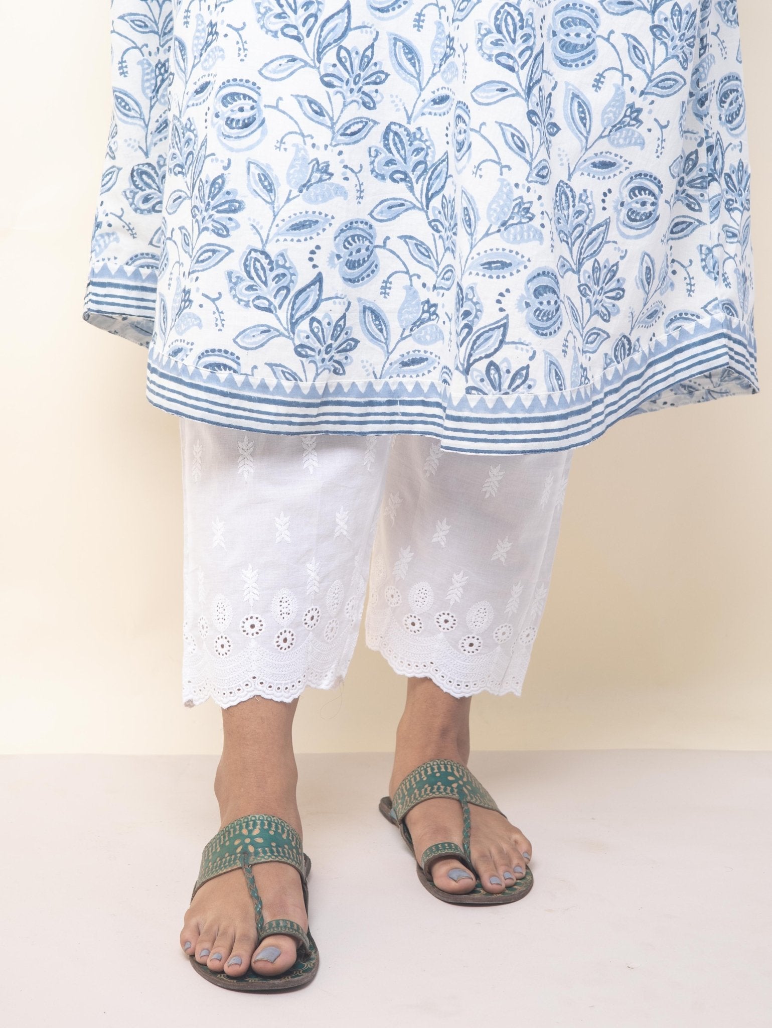 Cotton Embroidered Straight Pant - AINA