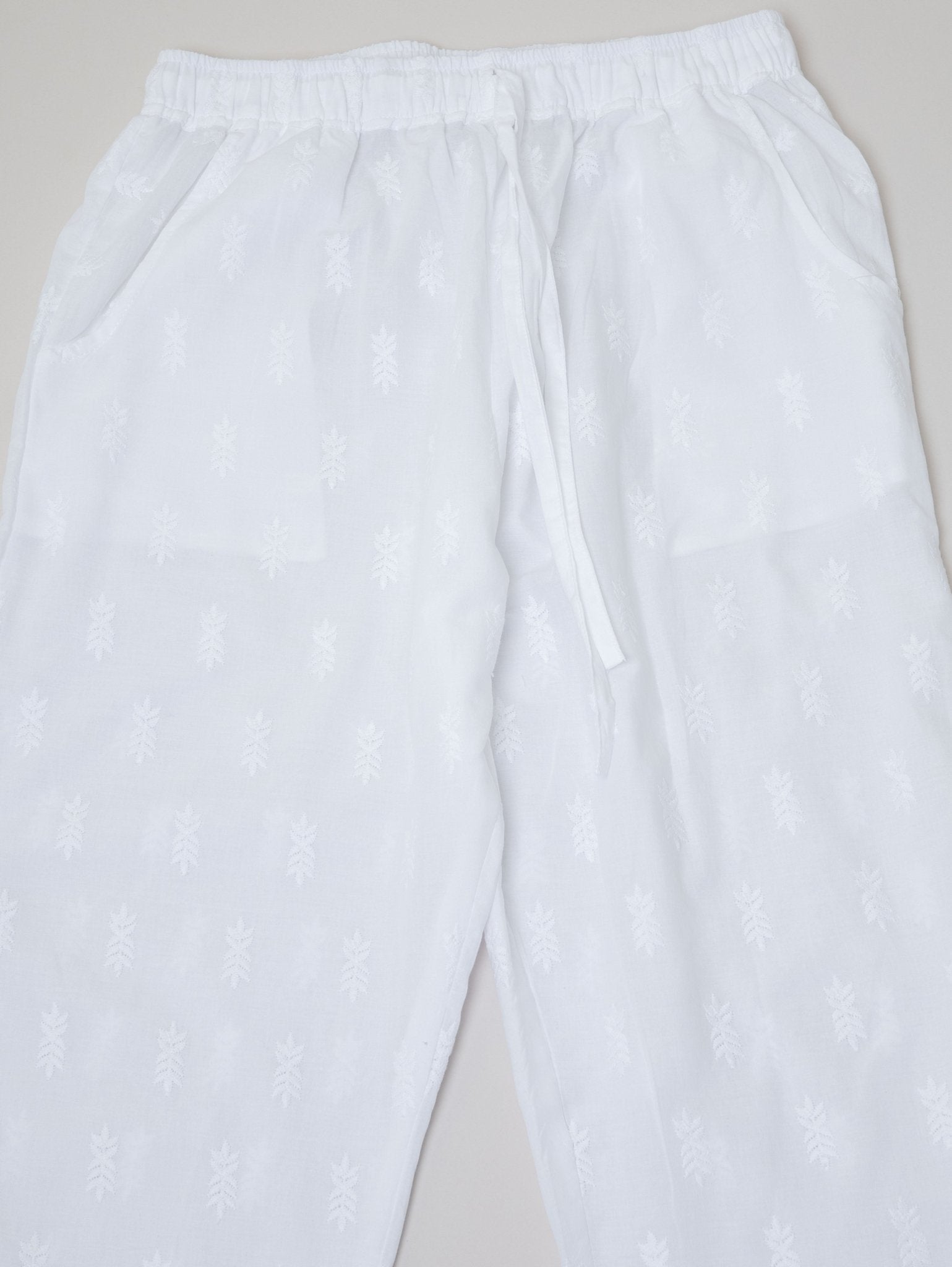 Cotton Embroidered Straight Pant - AINA