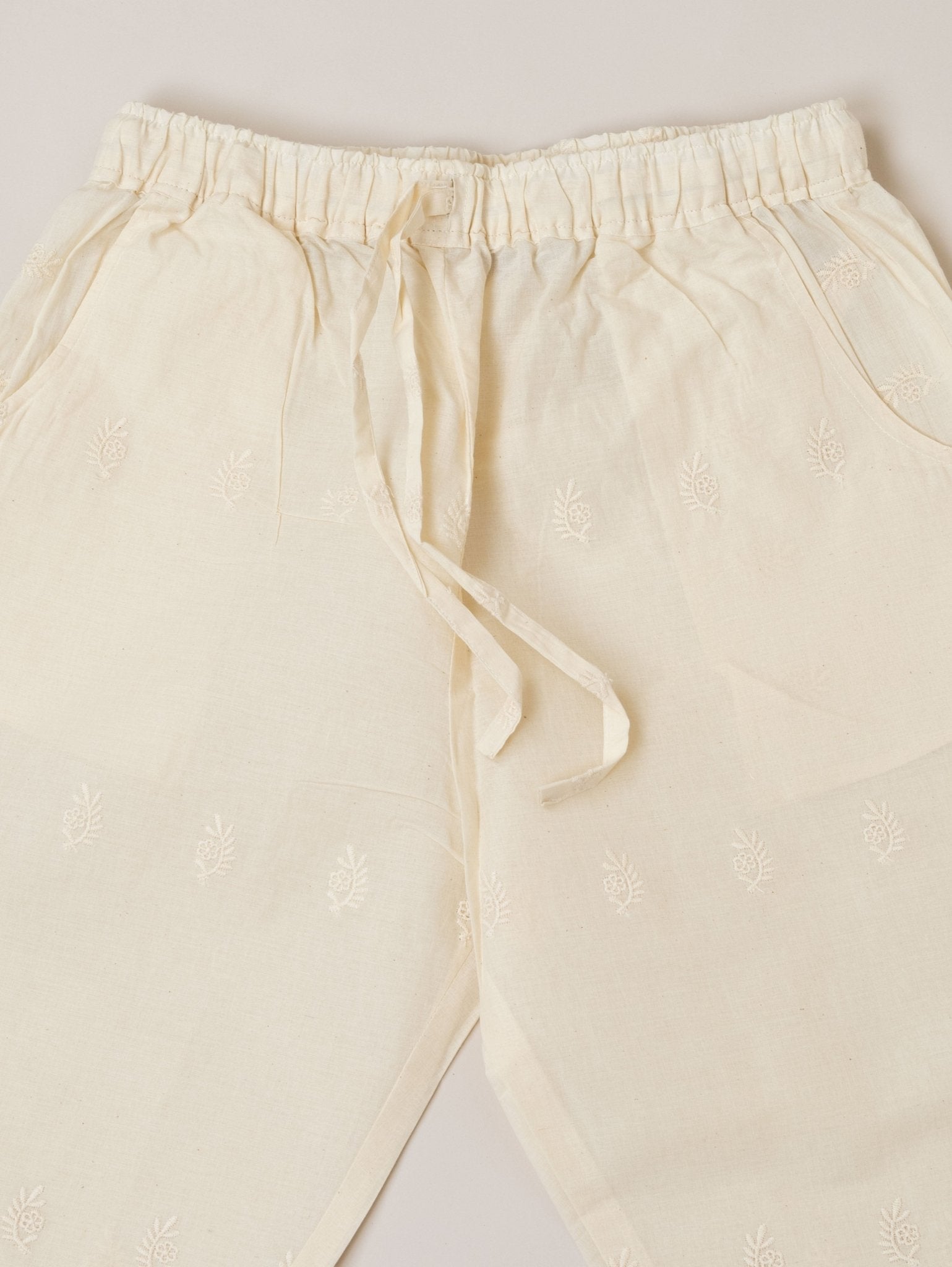 Cotton Embroidered Straight Pant - AINA