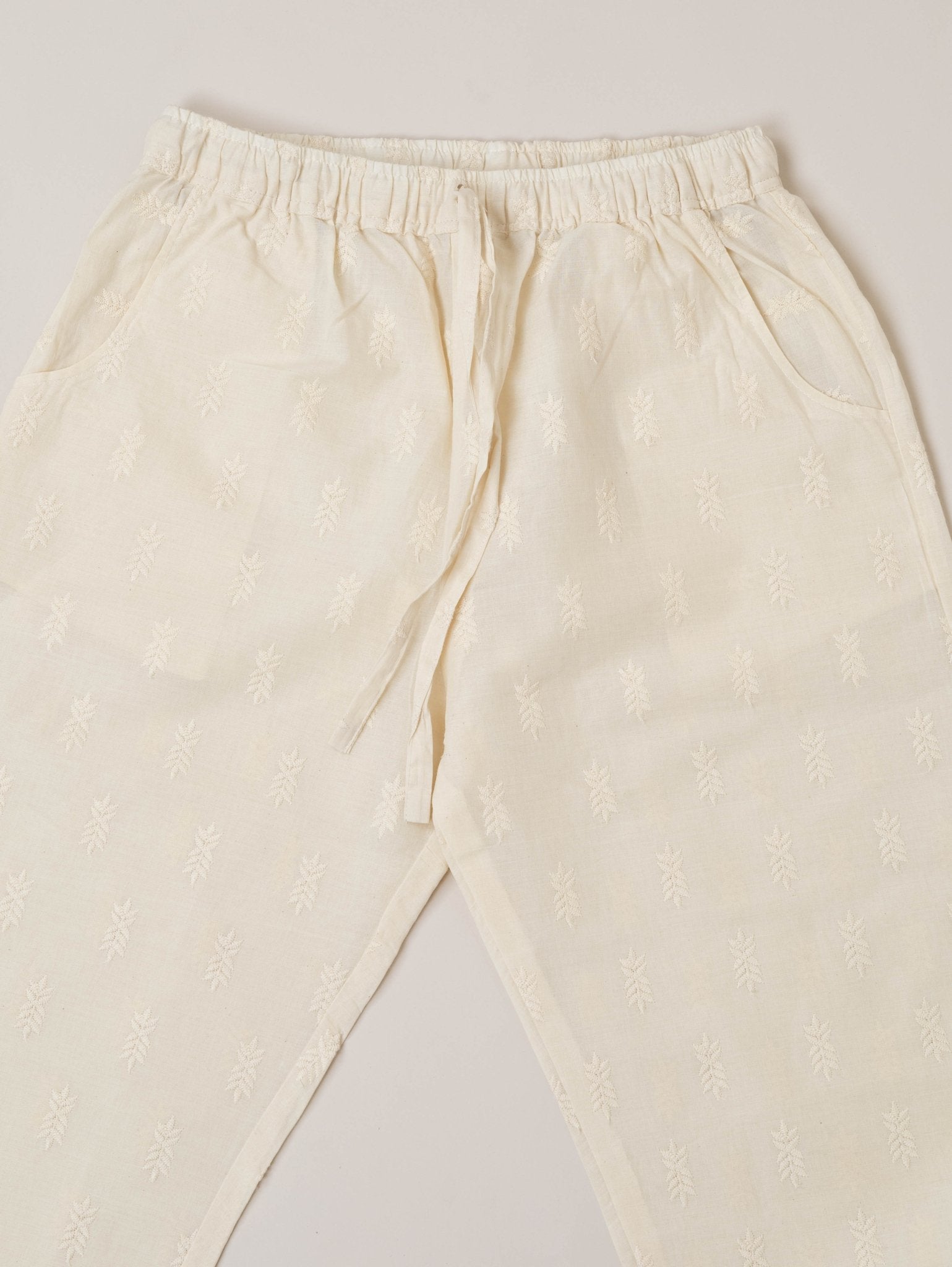 Cotton Embroidered Straight Pant - AINA