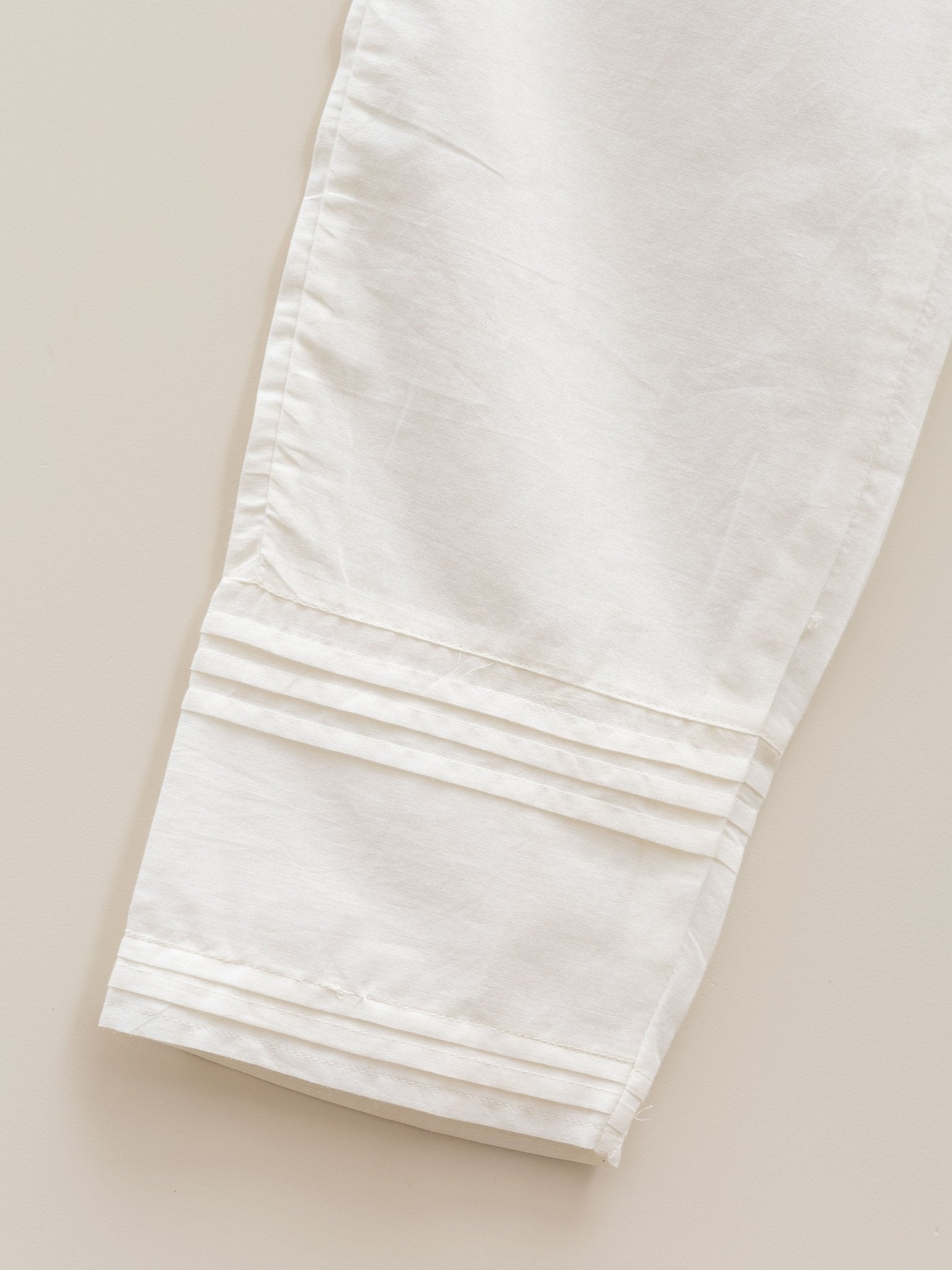 Cotton Off-White Straight Pants - AINA