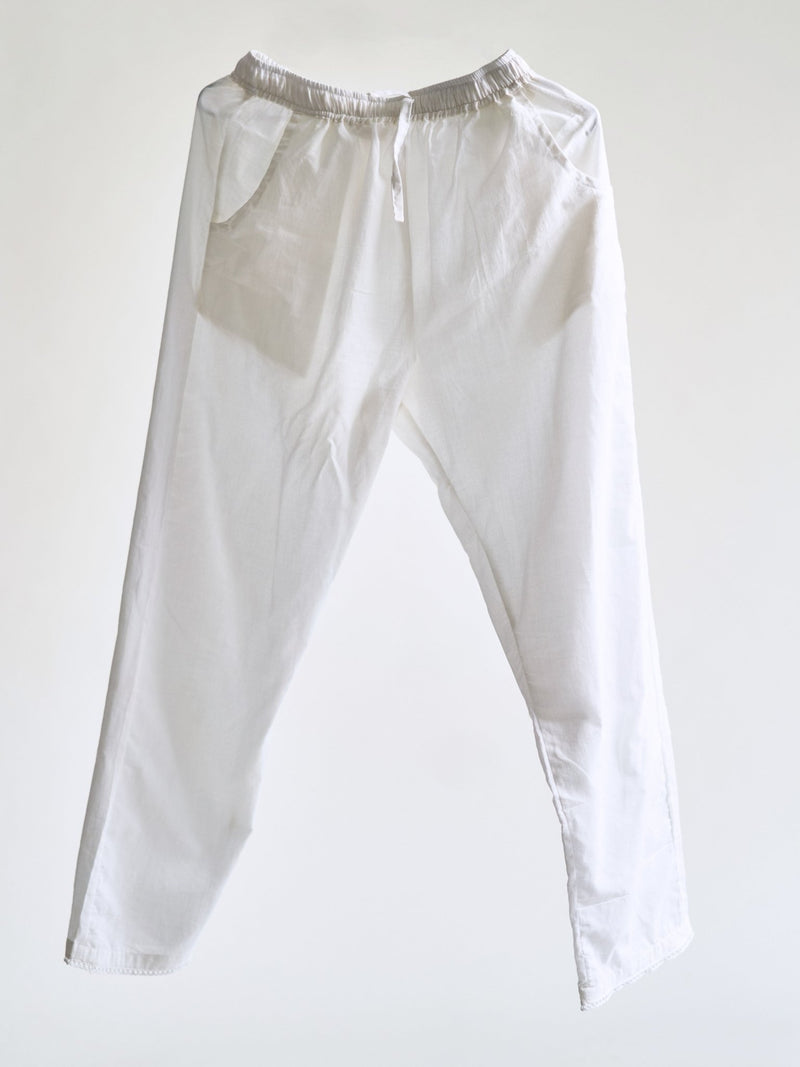 Women White Front Button Twill Straight Pants